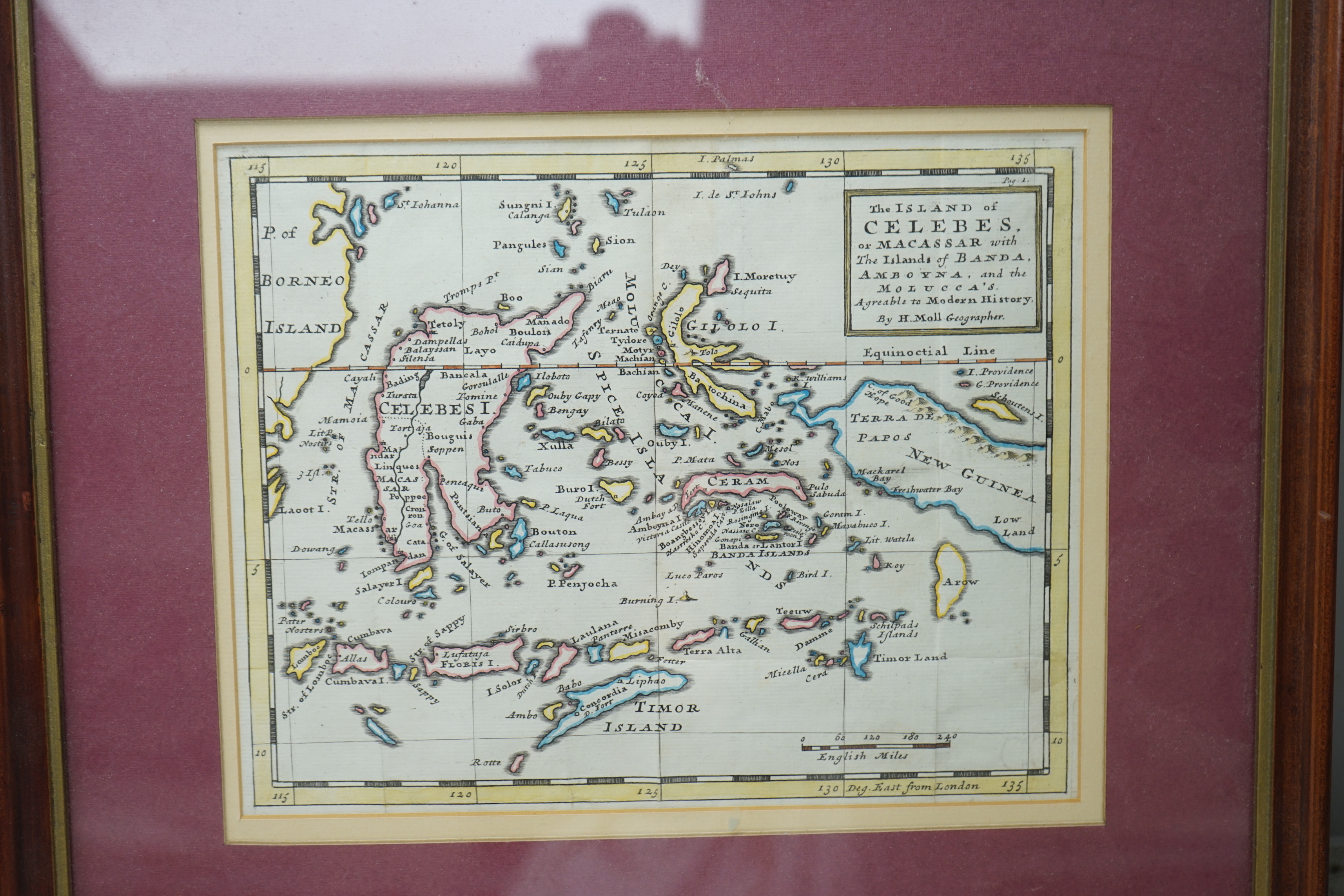 Herman Moll (1654-1732), two hand-coloured maps comprising Islands of the East Indies and Islands of Celebes or Macassar, largest 21 x 26cm